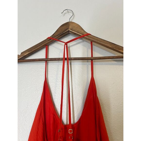 Sincerely Jules Red Rosa Cross Strap Dress Womens Sz S Shapeless Flowy Boho - Picture 7 of 13